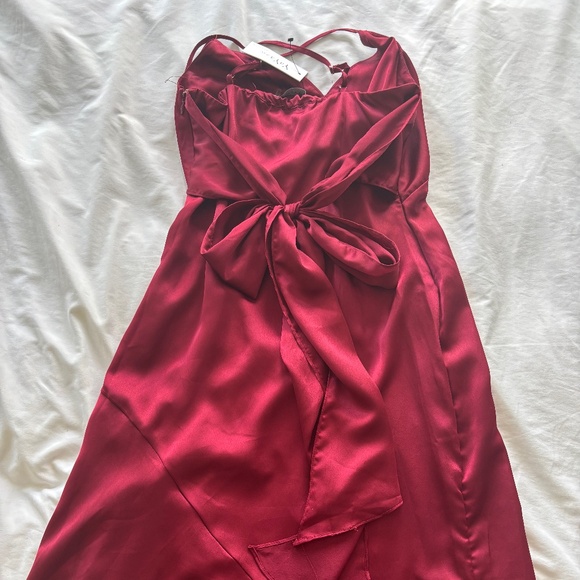 yaya and co silk dress briana satin slip burgundy - Picture 2 of 2